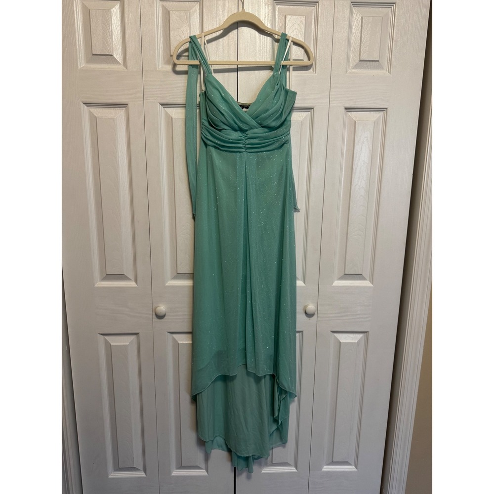 Vintage Jodi‎ Kristopher Seafoam Glitter High-Low Formal Dress Gown Womens M